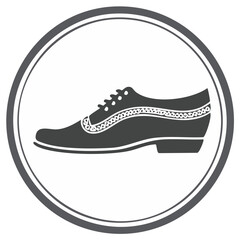Elegant Wingtip Oxford Shoe Silhouette Symbol in a Circle Classic Footwear Design for Formal Occasions