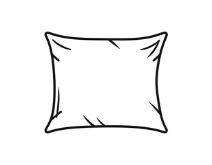 Simple line drawing of a pillow on white backdrop; faint wrinkles evident on the fabric