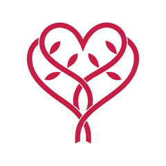 intertwined tree stems heart shape vector