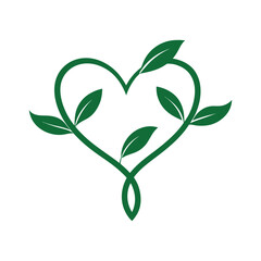 intertwined leaf stems heart shape vector