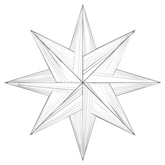 Obraz premium Symmetrical eight-pointed star abstract illustration with intricate geometric lines and modern design