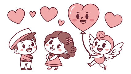 set of vector valentine hearts