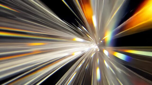 Abstract Light Burst With Bright Colors & Motion Blur: A Sci-Fi Aesthetic of Space Travel & Cosmic Exploration in Digital Art