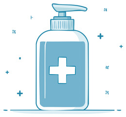 Fototapeta premium Blue Hand Sanitizer Dispenser Bottle Illustration Promoting Hygiene Practices