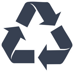 Dark grey universal recycling symbol with three chasing arrows representing a circular economy and sustainability