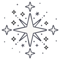 Obraz premium Abstract Starburst Sparkle Burst Icon Symbol with Twinkling Stars and Dots