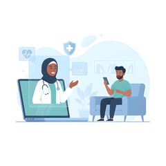 Telemedicine online doctor consultation illustration