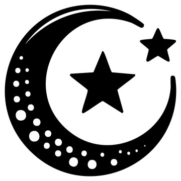Crescent moon and star symbol representing Islam and Islamic culture and faith