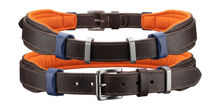 Accordion bellows tensioner with leather straps and metal buckles.