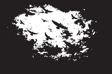 Soaring Birds Grunge Sky Scene