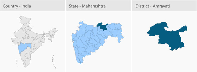 Amravati_Map_Vector detailed map illustration graphic for educational reference, geographic visualization, design layouts, presentations, digital medi © @5pixel