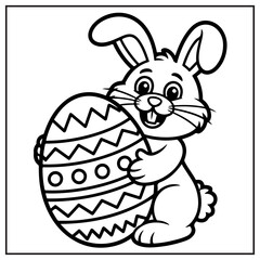 Easter bunny hugging a large decorated egg rabbit animal