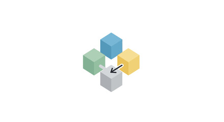 Obraz premium Three colorful cubes connected together.