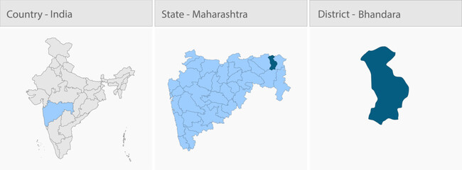 Bhandara_Map_Vector detailed map illustration graphic for educational reference, geographic visualization, design layouts, presentations, digital medi © @5pixel