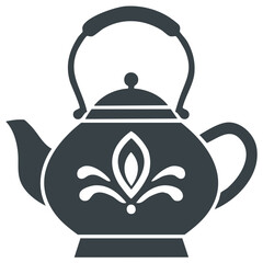 Obraz premium Classic Stylized Teapot Kettle Icon with Elegant Decorative Motif and Traditional Handle Design