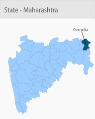 Obraz premium Gondia-Maharashtra_Map detailed map illustration graphic for educational reference, geographic visualization, design layouts, presentations, digital m