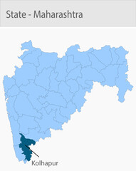 Obraz premium Kolhapur-Maharashtra_Map detailed map illustration graphic for educational reference, geographic visualization, design layouts, presentations, digital