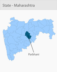 Fototapeta premium Parbhani-Maharashtra_Map detailed map illustration graphic for educational reference, geographic visualization, design layouts, presentations, digital