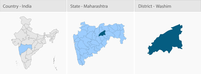 Obraz premium Washim_Map_Vector detailed map illustration graphic for educational reference, geographic visualization, design layouts, presentations, digital media