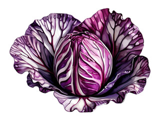 Obraz premium A close-up shot of a purple cabbage on a plain white background