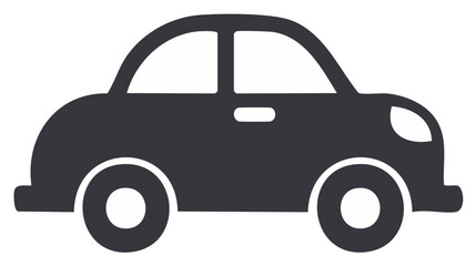 Fototapeta premium Simple dark gray silhouette of a modern car icon representing transportation and travel