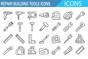 Obraz premium Home Repair Tools Outline Symbols Pack