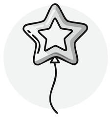 Obraz premium Hand-drawn star balloon illustration with a simple, clean aesthetic