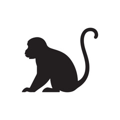 Obraz premium Simple monkey silhouette vector flat illustration design. 