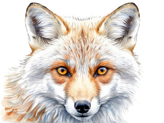 Naklejka premium A close-up shot of a fox's face on a white background, suitable for use in designs and illustrations