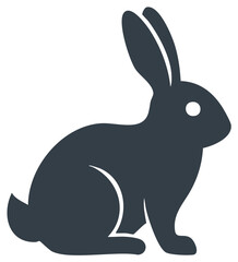Fototapeta premium Dark gray silhouette of a rabbit sitting on a white background simple graphic icon