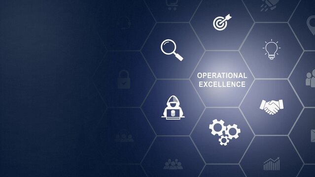 Operational excellence concept. Productivity with excellence process. Industrial management in efficiency and efficient process. Lean cost and productivity growth icon background animation