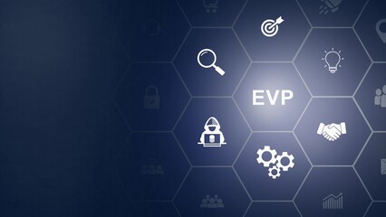 Fototapeta premium Employee value proposition (EVP) strategy concept. Attract, motivate and retain talented employees in a competitive job market through the corporate culture icon background animation