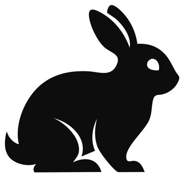 Simple silhouette of a rabbit, bunny, hare. Minimalist, flat, vector illustration of a black rodent. Pet, animal, mammal symbol.