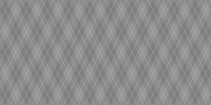 Textile print design in gray color with geometric rhombus shapes. lines