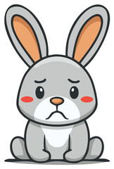 Obraz premium Sad Cartoon Rabbit Character Illustration With Big Ears