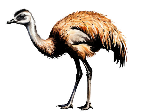 A simple illustration of an ostrich standing on a clean white surface, great for any context where a unique animal is needed