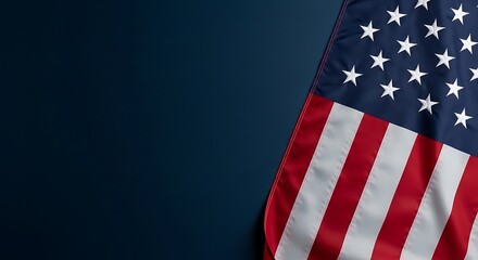 Fototapeta premium Usa presidents day background with american flag on patriotic blue
