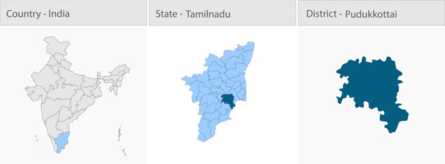 Pudukkottai_Map_Vector detailed map illustration graphic for educational reference, geographic visualization, design layouts, presentations, digital m © @5pixel