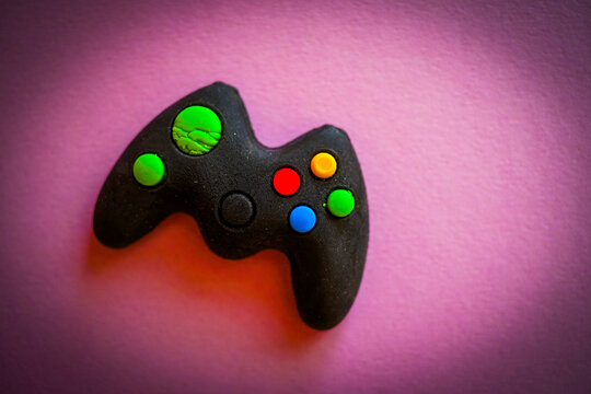 game controler mock up stillife studio shot with textspace on neutral background flat lay photo and text space