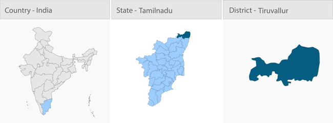 Tiruvallur_Map_Vector detailed map illustration graphic for educational reference, geographic visualization, design layouts, presentations, digital me © @5pixel