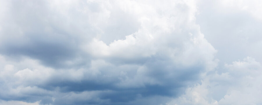 Panoramic view of sky with stormy gray clouds
