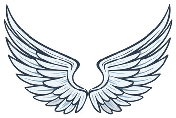 Obraz premium Stylized Blue White Angel Wings Illustration Graphic Spread Wide Open