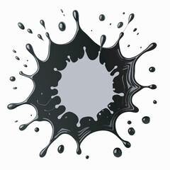 Naklejka premium Black Ink Splash Circle with Hollow Center