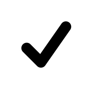 Extra bold black checkmark sign. Round. Isolated on a transparent background.