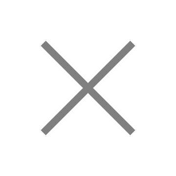 Regular gray cross sign. X. Square. Isolated on a transparent background.