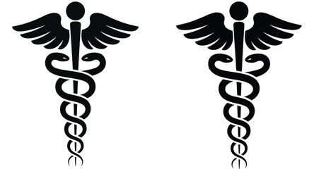 Medical caduceus symbol illustration, healthcare and medical vector icon with snake and wings, representing medicine, hospital branding, healthcare services, medical education, and professional design © Cynthia R. King