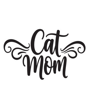 Cat Mom elegant script typography, a sweet design for devoted cat mothers and cat lovers