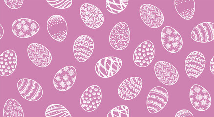 Seamless easter eggs pattern on blue	
