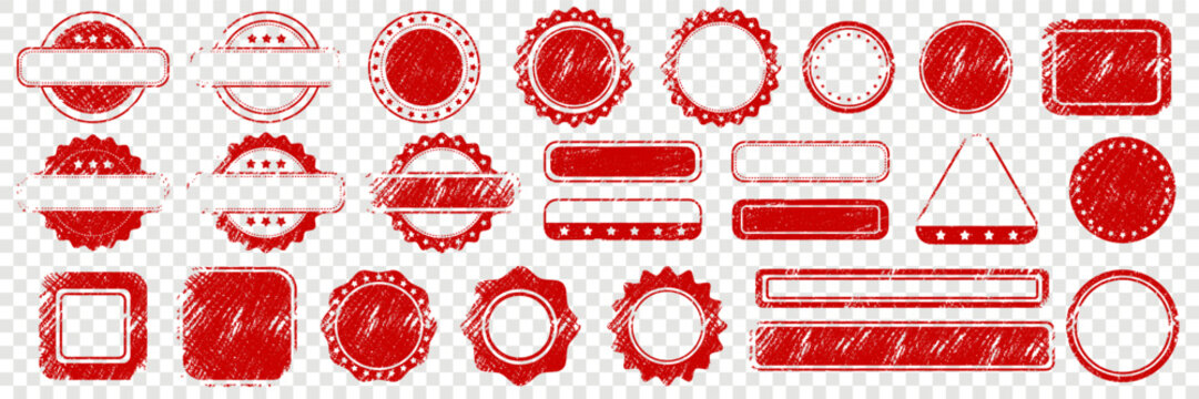 Red rubber stamp with grunge seal texture in distressed circle frame.