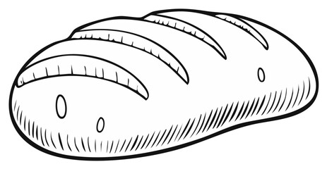 Drawn illustration of a loaf of bread, black and white sketch